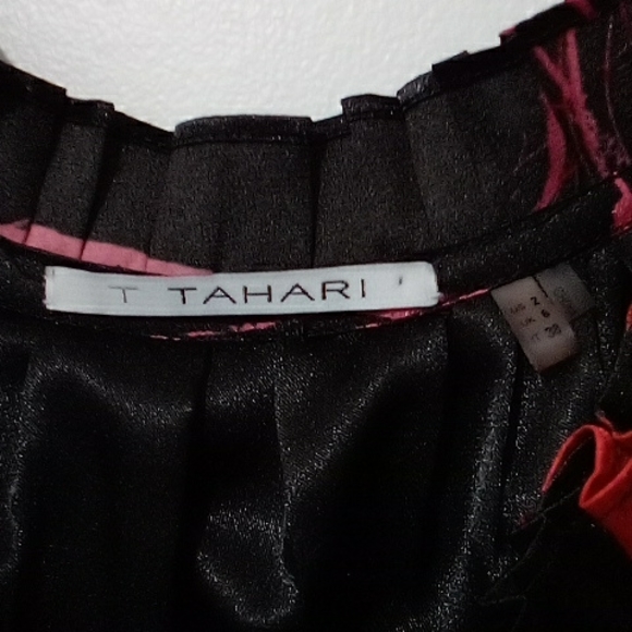 Tahari pink red black sleeveless cocktail shift dress - Picture 3 of 6